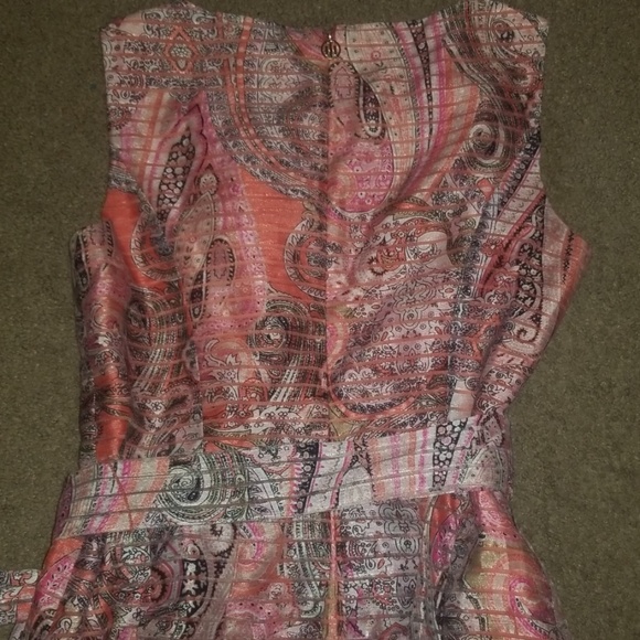 Tommy Hilfiger gorgeous dress, size 10 Pink & Orange Paisley Stripe Tie waist - Picture 5 of 8